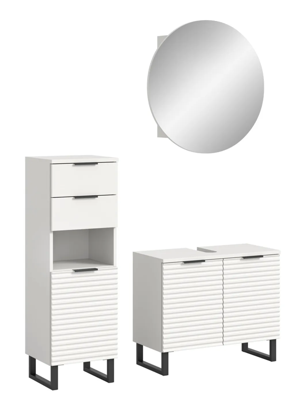 Badezimmer-Set Riff 1 | weiß | 3-teilig mit Aufsatzleuchte