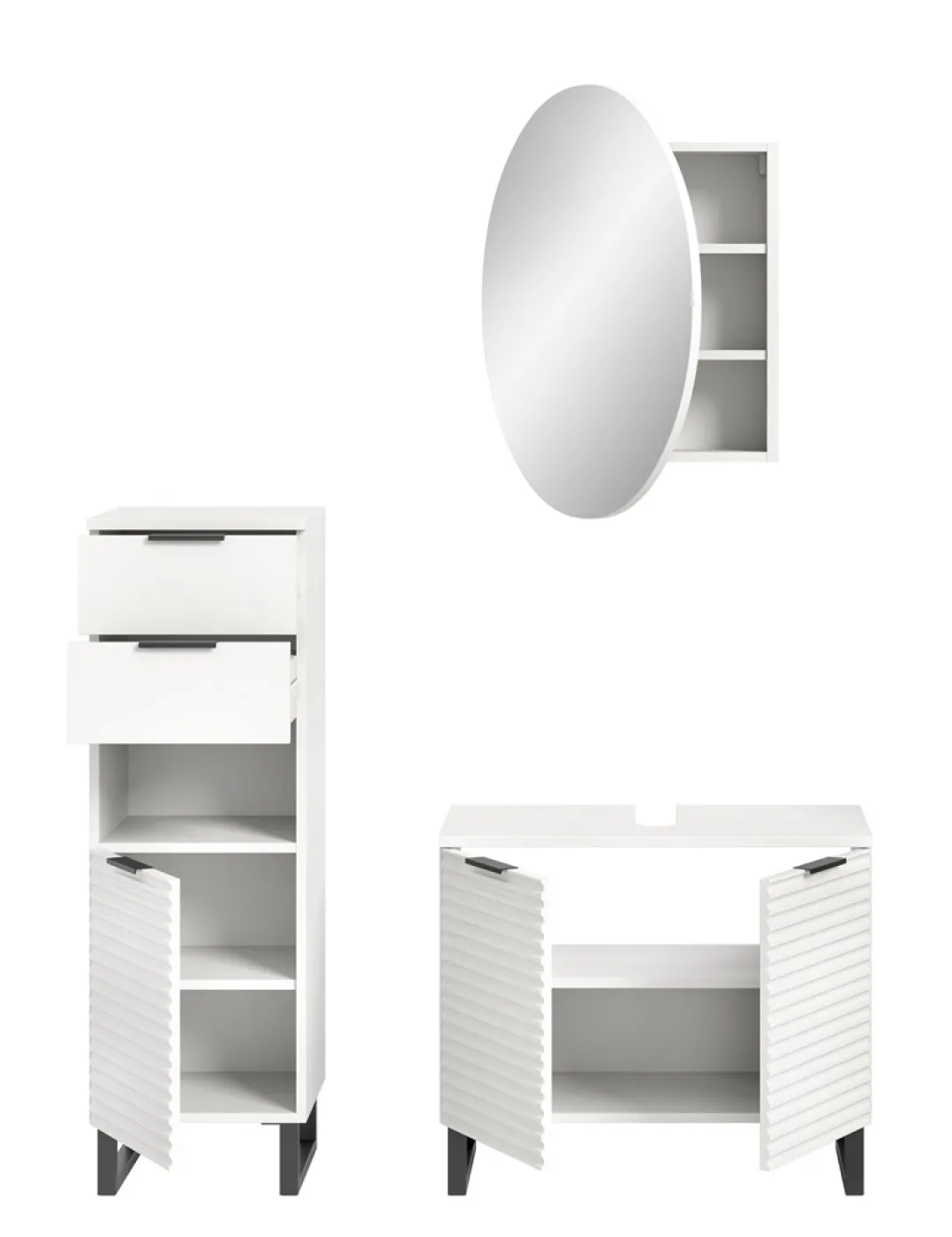 Badezimmer-Set Riff 1 | weiß | 3-teilig ohne Beleuchtung