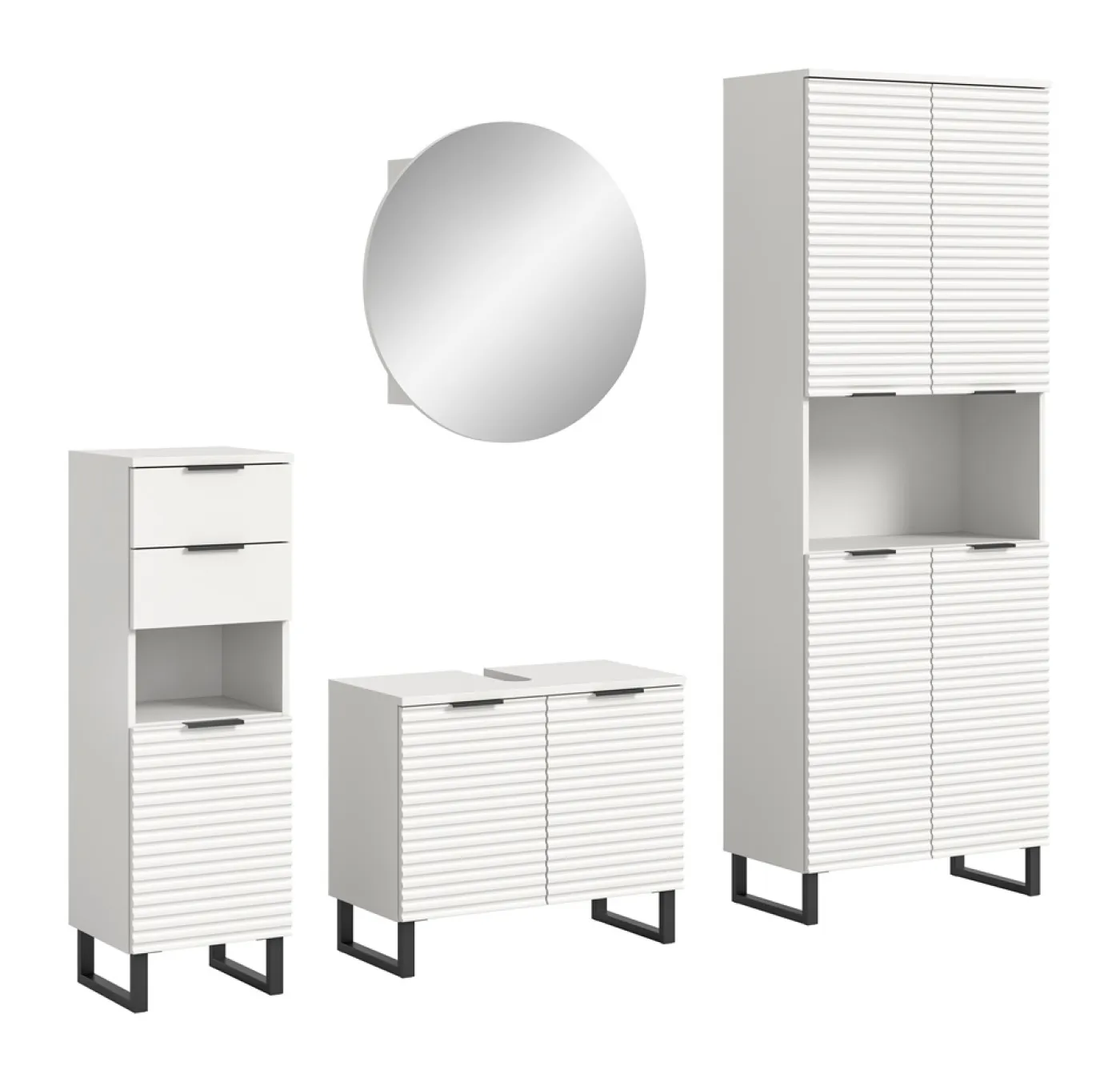 Badezimmer Set Riff | 4-teilig | weiß ohne Aufsatzleuchte