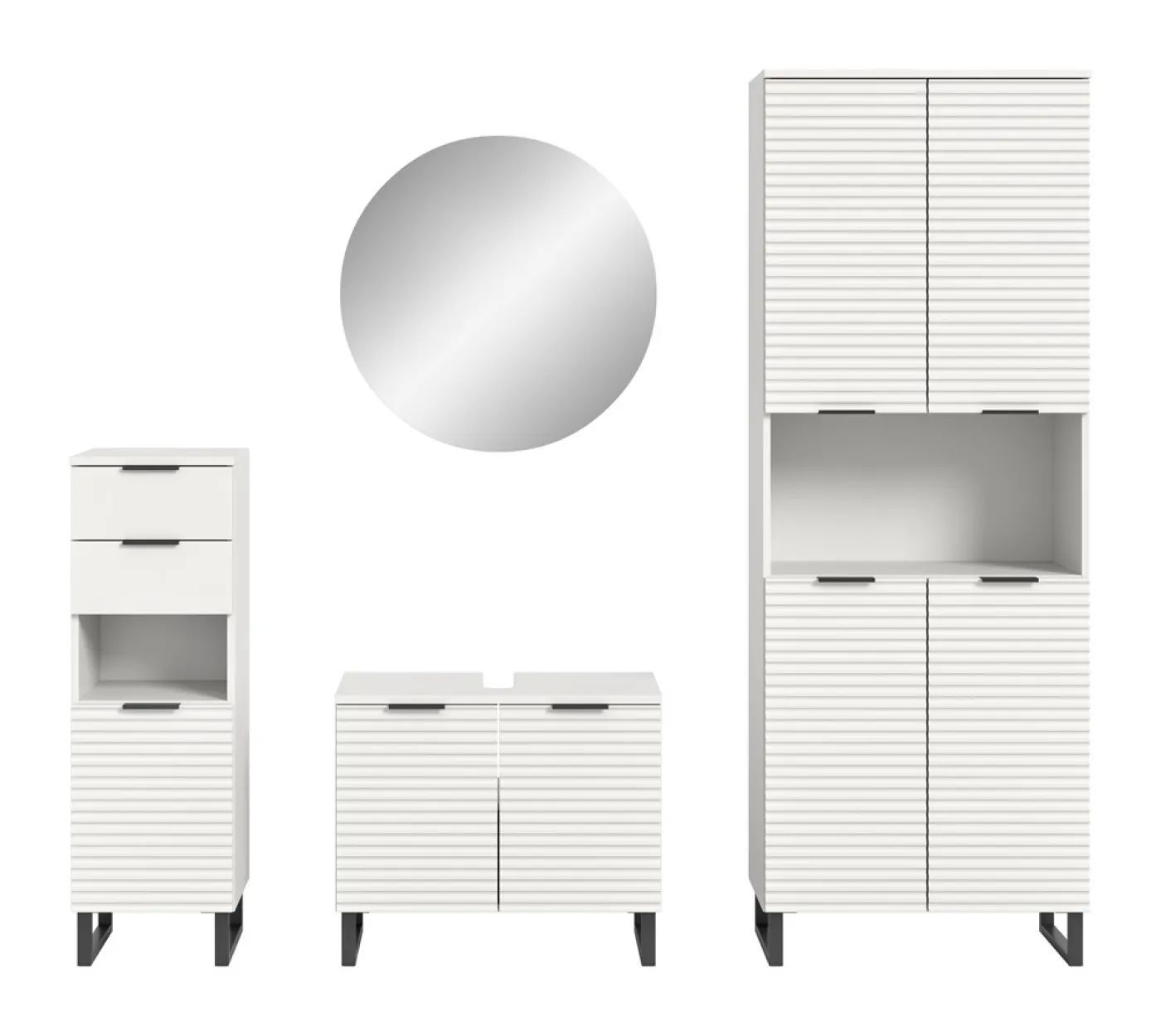 Badezimmer Set Riff | 4-teilig | weiß ohne Aufsatzleuchte