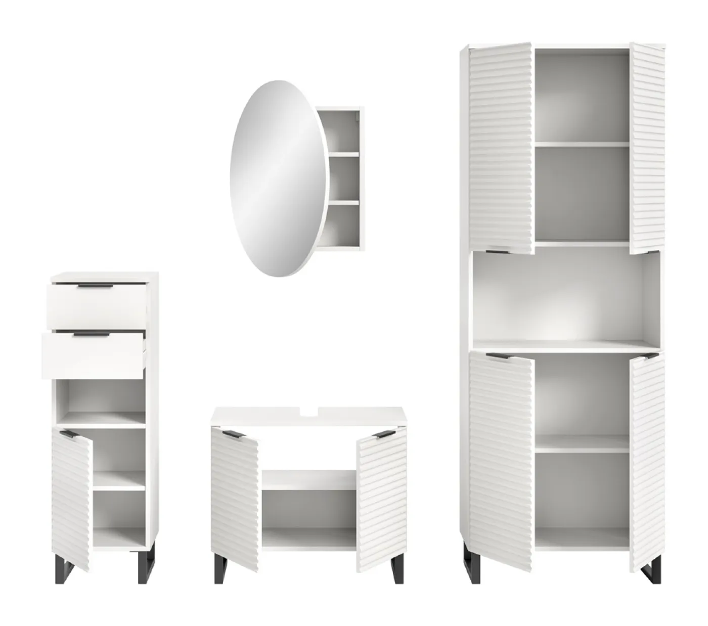Badezimmer Set Riff | 4-teilig | weiß ohne Aufsatzleuchte