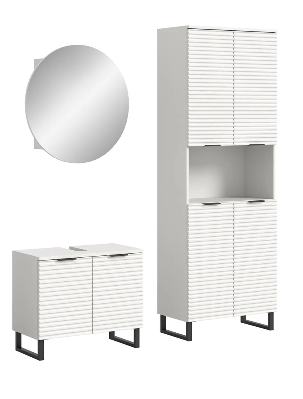 Badezimmer-Set Riff | weiß | 3-teilig mit Aufsatzleuchte