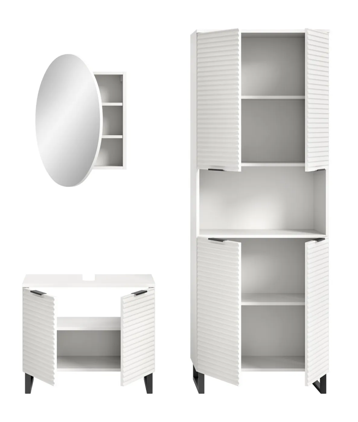 Badezimmer-Set Riff | weiß | 3-teilig ohne Beleuchtung