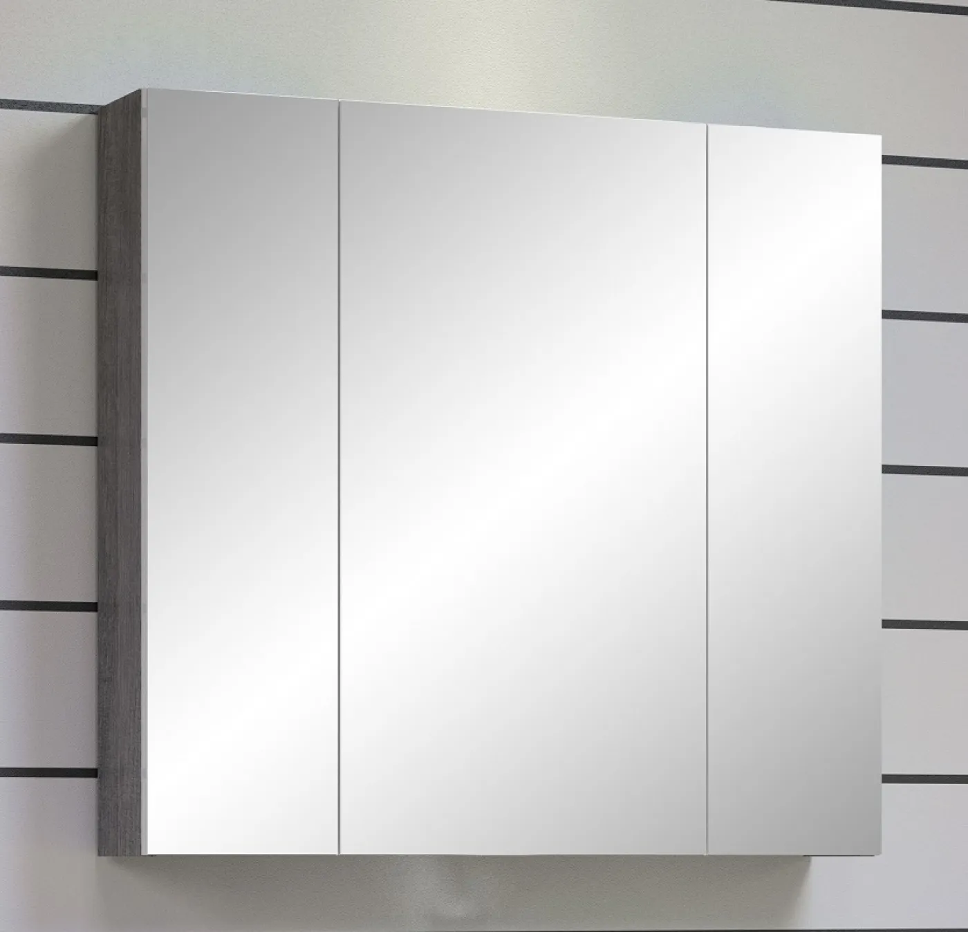 Badezimmer Set Riva 1 | inkl. Waschbecken | weiß / rauchsilber | 3-teilig mit Aufsatzleuchte