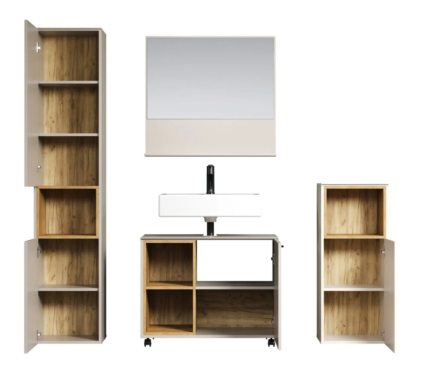 Badezimmer-Set Sao Paulo | Kaschmir / Evoke Eiche | 4-teilig