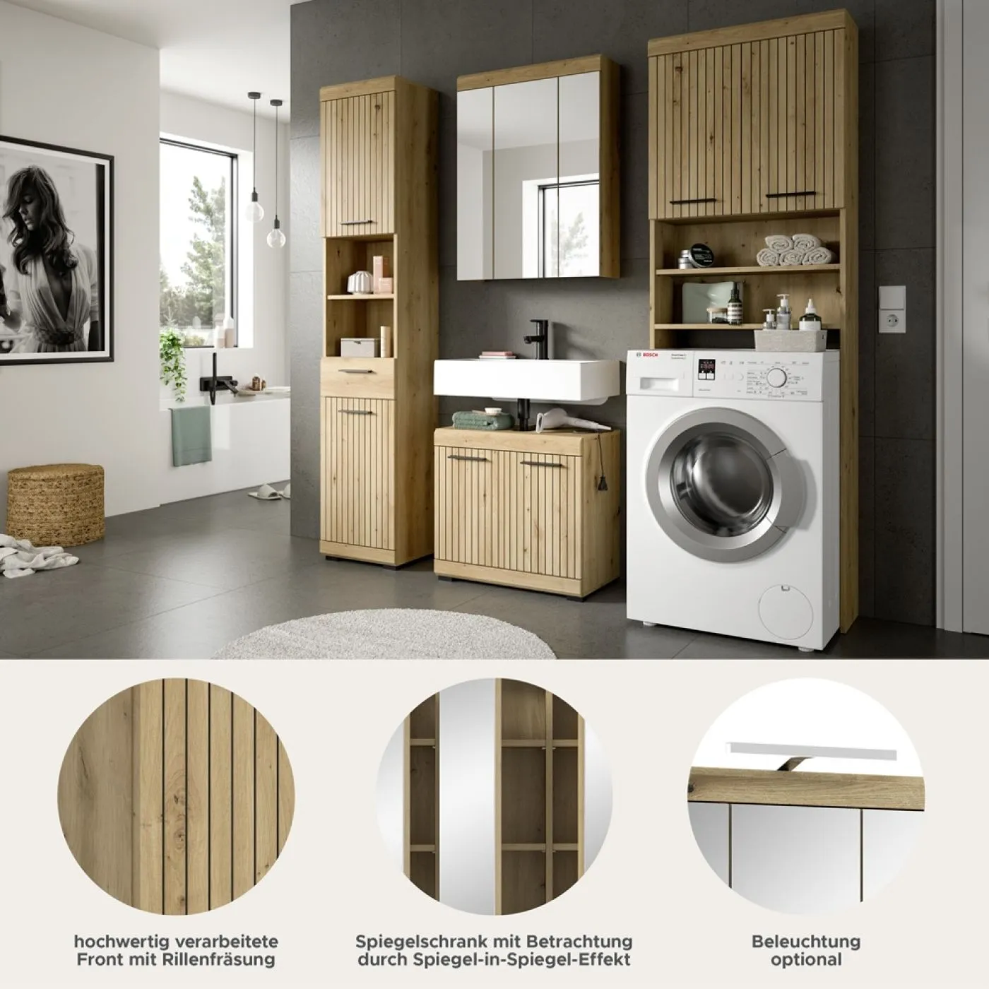 Badezimmer-Set Scout 1 | Artisan Eiche | 4-teilig ohne