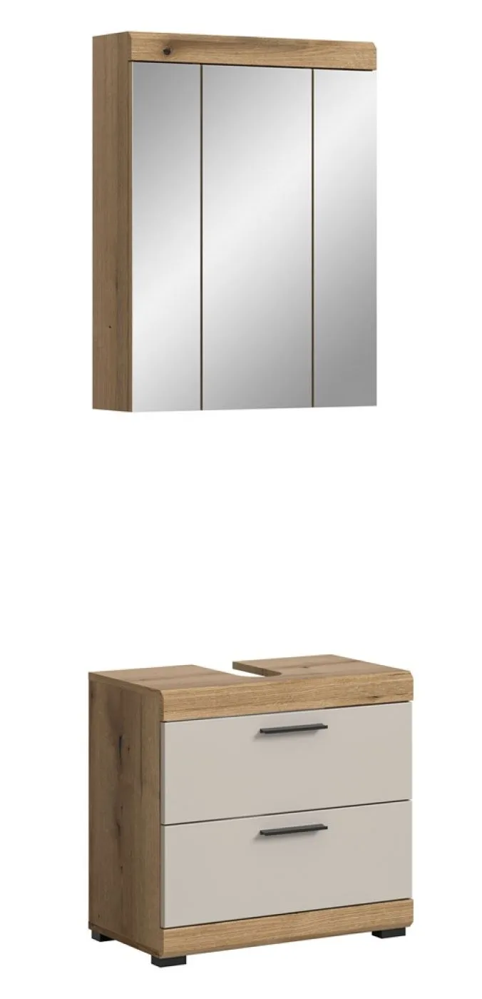 Badezimmer-Set Scout 1 | Kaschmir / Evoak Oak | 2-teilig mit Aufsatzleuchte