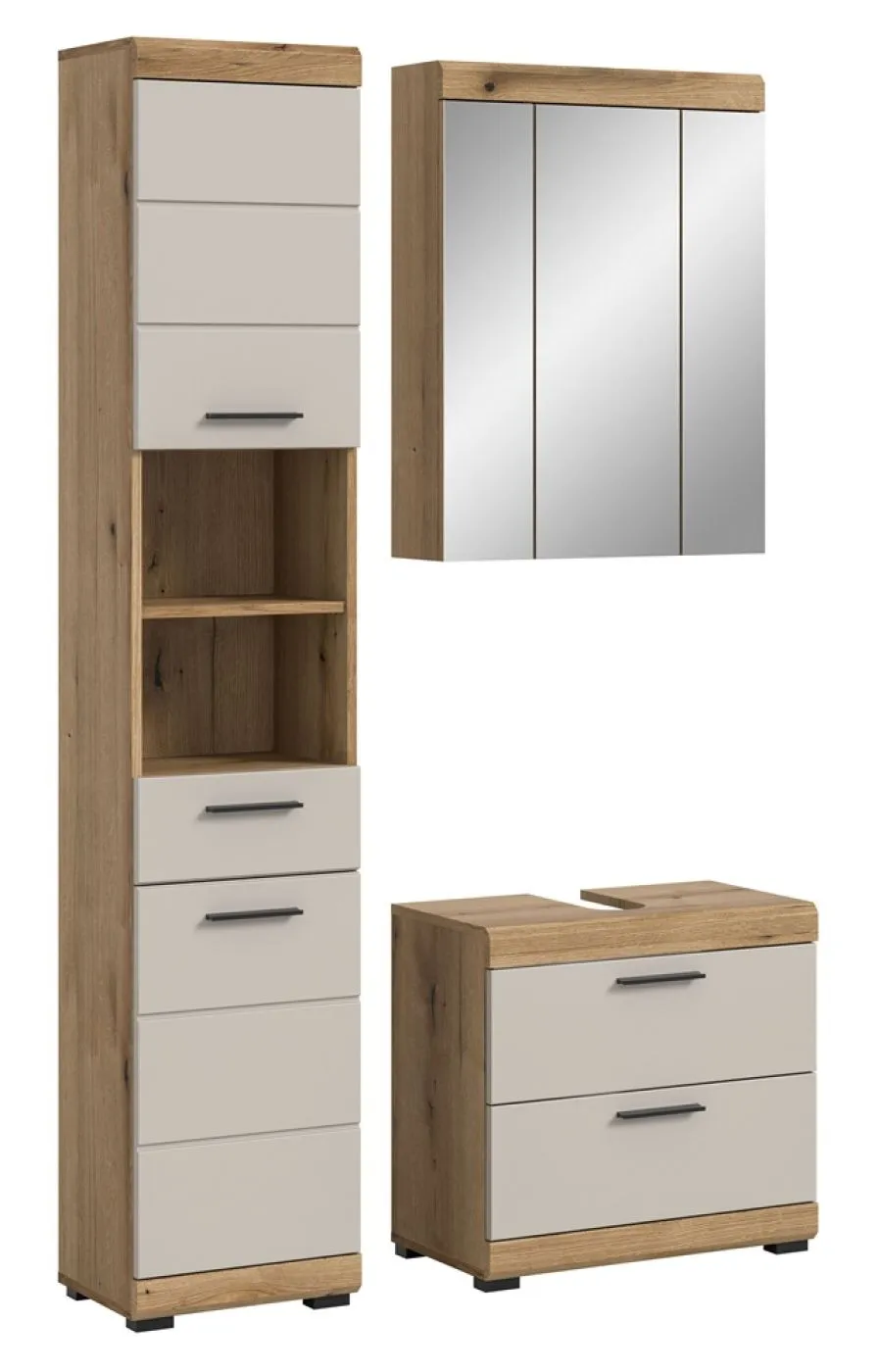 Badezimmer-Set Scout 1 | Kaschmir / Evoak Oak | 3-teilig mit Aufsatzleuchte