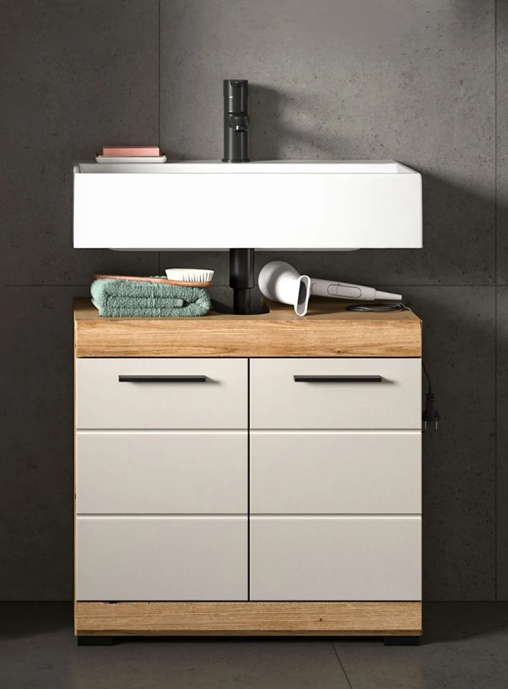 Badezimmer-Set Scout 1 | Kaschmir / Evoak Oak | 4-teilig ohne Aufsatzleuchte