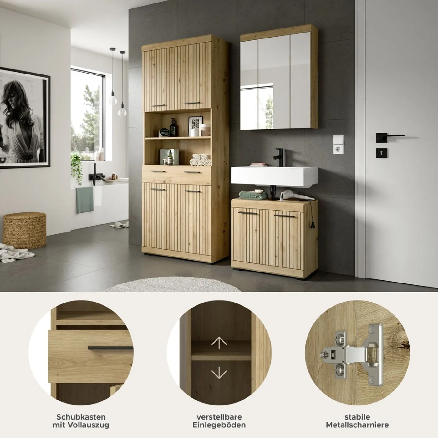 Badezimmer-Set Scout 2 | Artisan Eiche | 3-teilig