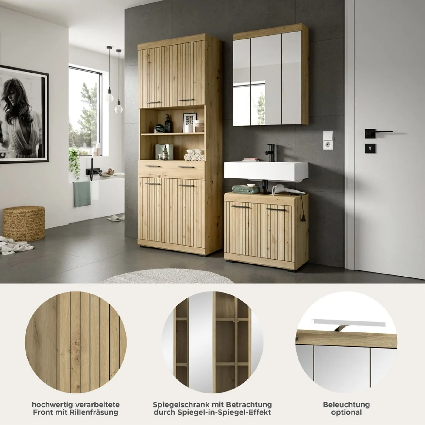 Badezimmer-Set Scout 2 | Artisan Eiche | 3-teilig