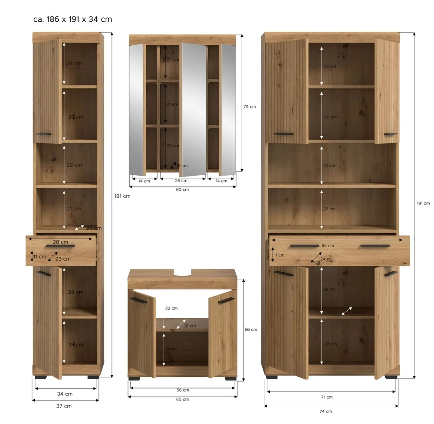 Badezimmer-Set Scout 2 | Artisan Eiche | 4-teilig