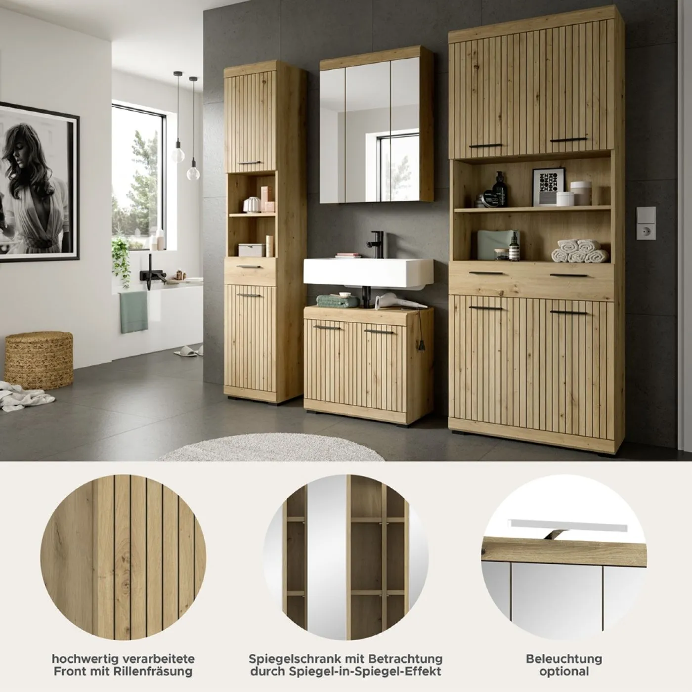 Badezimmer-Set Scout 2 | Artisan Eiche | 4-teilig