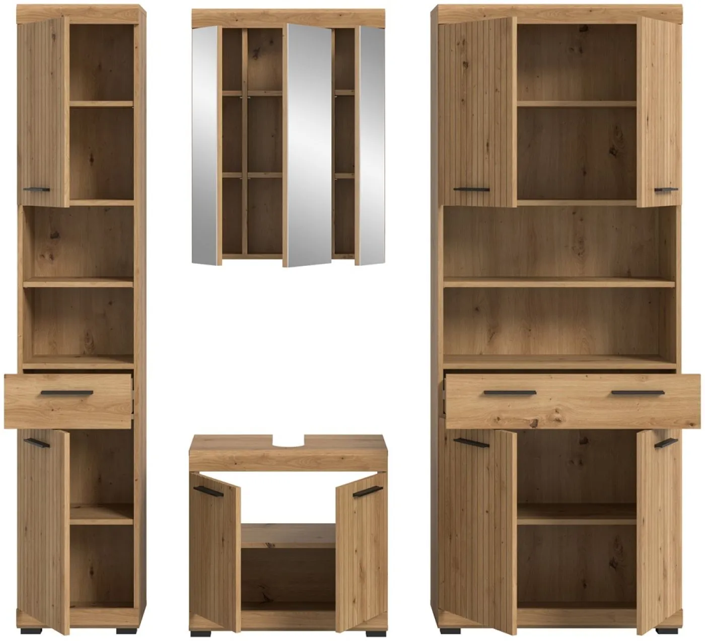 Badezimmer-Set Scout 2 | Artisan Eiche | 4-teilig mit Aufsatzleuchte