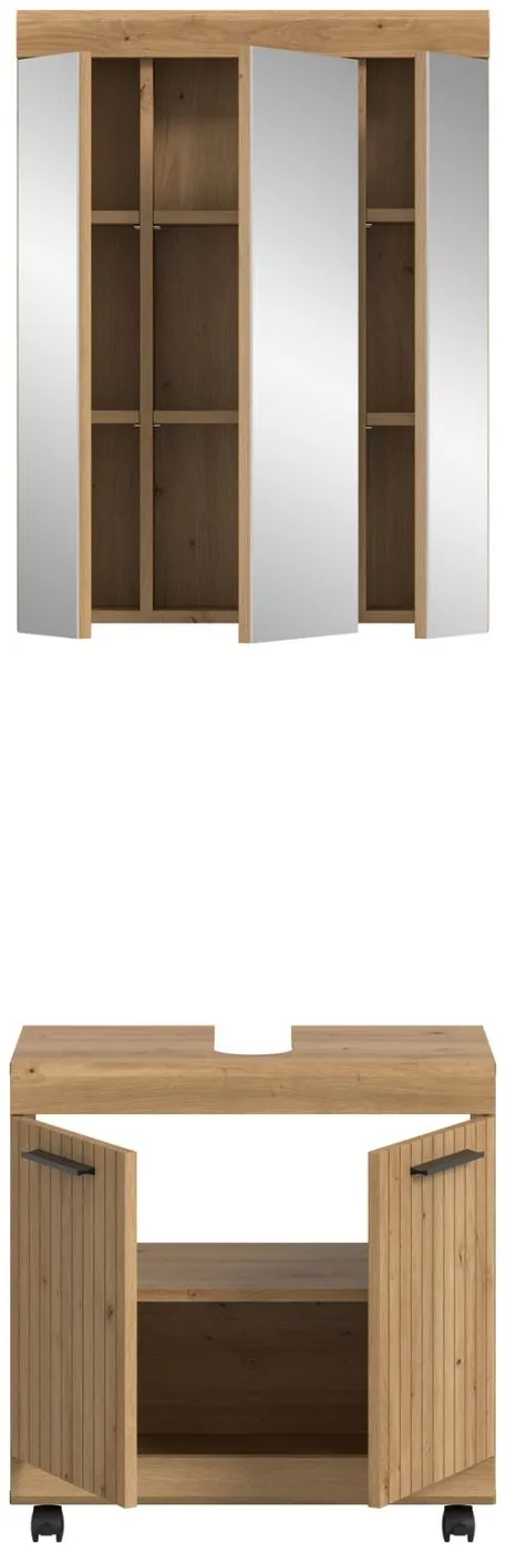 Badezimmer-Set Scout 2 auf Rollen | Artisan Eiche | 2-teilig