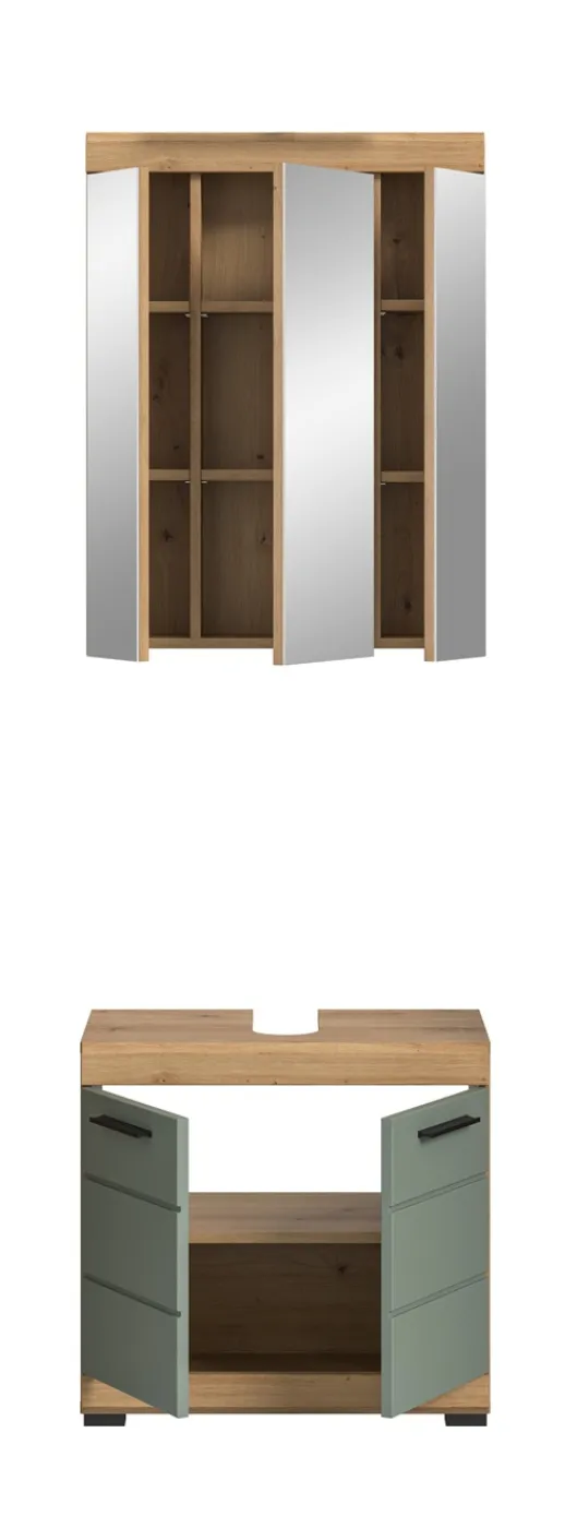 Badezimmer-Set Scout 2 | Salbei / Artisan Eiche | 2-teilig | ohne Aufsatzleuchte