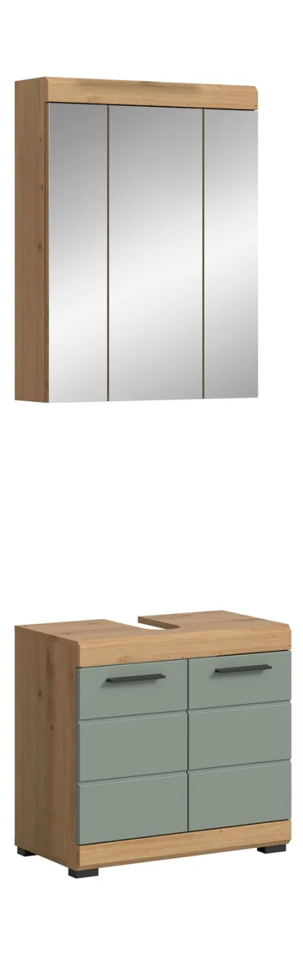 Badezimmer-Set Scout 2 | Salbei / Artisan Eiche | 2-teilig | optional Aufsatzleuchte