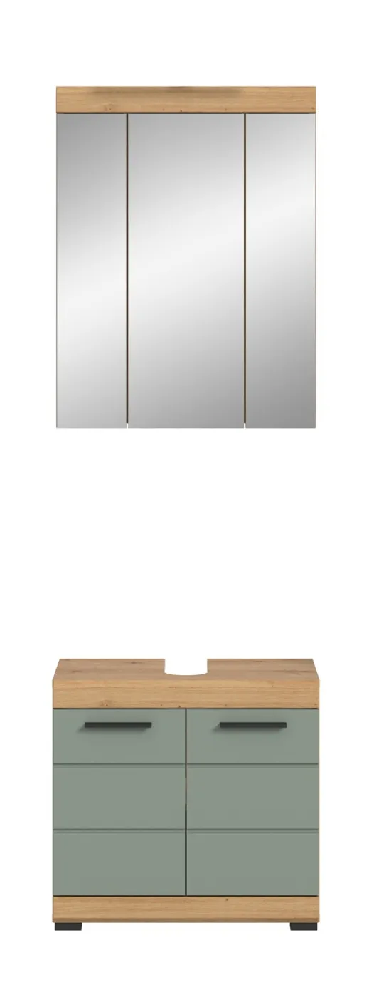 Badezimmer-Set Scout 2 | Salbei / Artisan Eiche | 2-teilig | optional Aufsatzleuchte