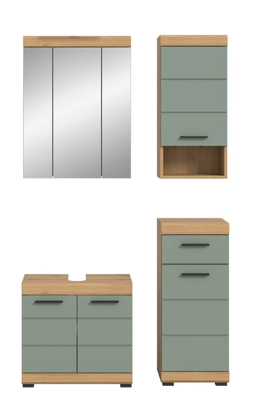 Badezimmer-Set Scout 2 | Salbei / Artisan Eiche | 4-teilig | ohne Aufsatzleuchte