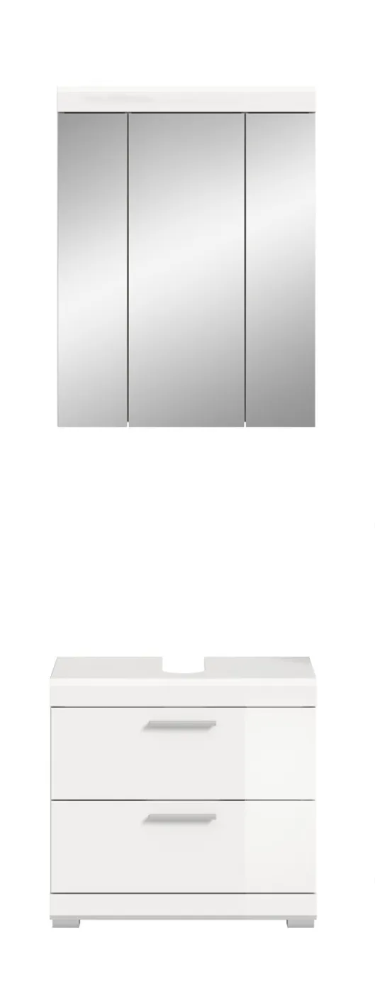 Badezimmer-Set Scout 6 | weiß Hochglanz / weiß | 2-teilig | optional Aufsatzleuchte