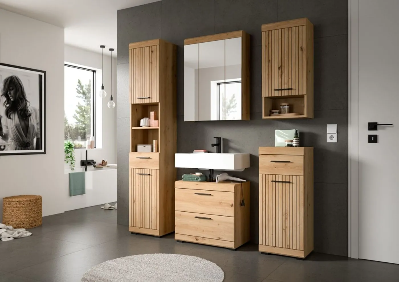 Badezimmer-Set Scout 3 | Artisan Eiche | 5-teilig ohne Aufsatzleuchte