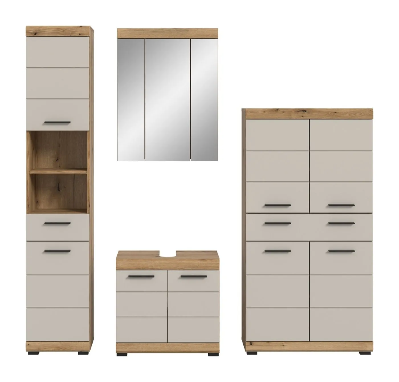 Badezimmer-Set Scout 3 | Kaschmir / Evoak Oak | 4-teilig ohne Aufsatzleuchte