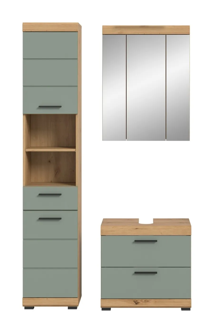 Badezimmer-Set Scout 3 | Salbei / Artisan Eiche | 3-teilig | ohne Aufsatzleuchte