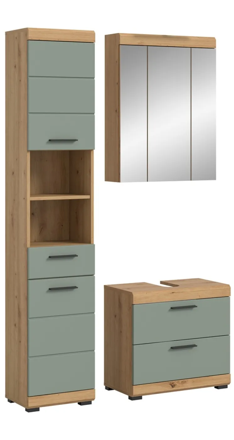 Badezimmer-Set Scout 3 | Salbei / Artisan Eiche | 3-teilig | optional Aufsatzleuchte