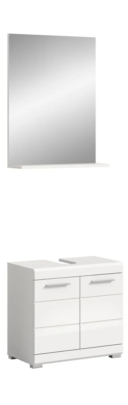Badezimmer-Set Scout 3 | weiß Hochglanz / weiß | 2-teilig | optional Aufsatzleuchte