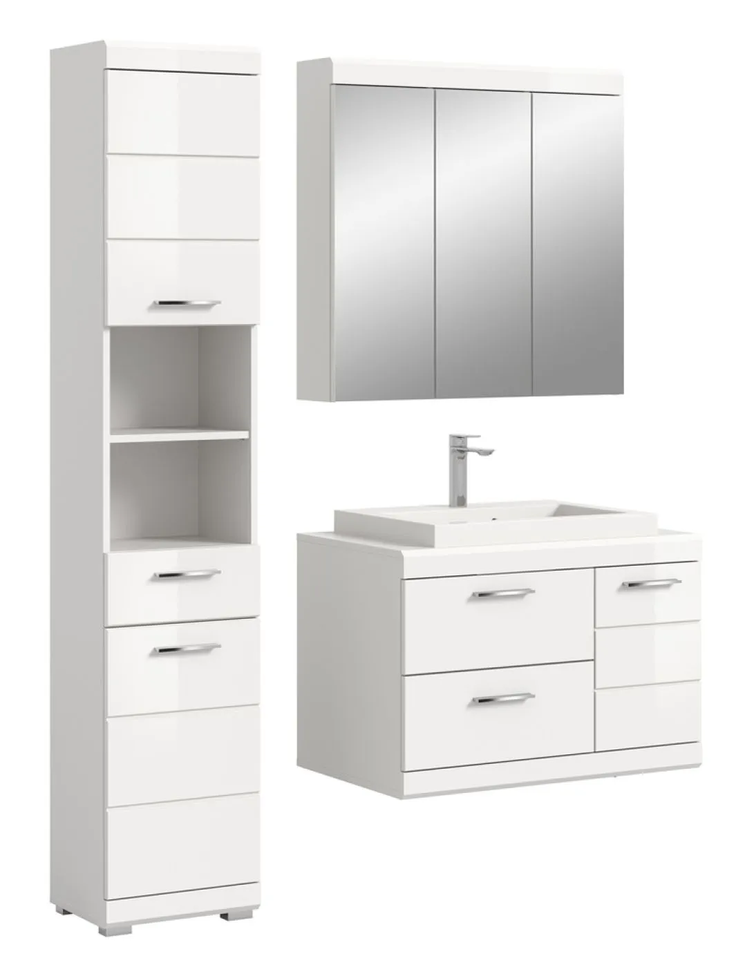 Badezimmer-Set Scout 3b | weiß Hochglanz / weiß | 3-teilig