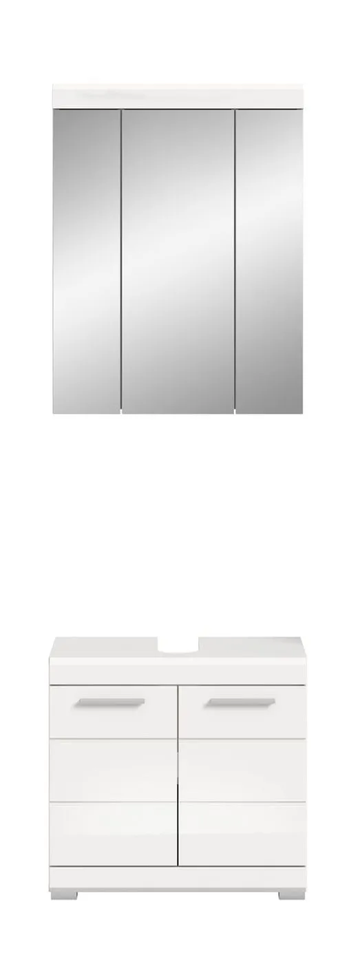 Badezimmer-Set Scout 4 | weiß Hochglanz / weiß | 2-teilig | optional Aufsatzleuchte