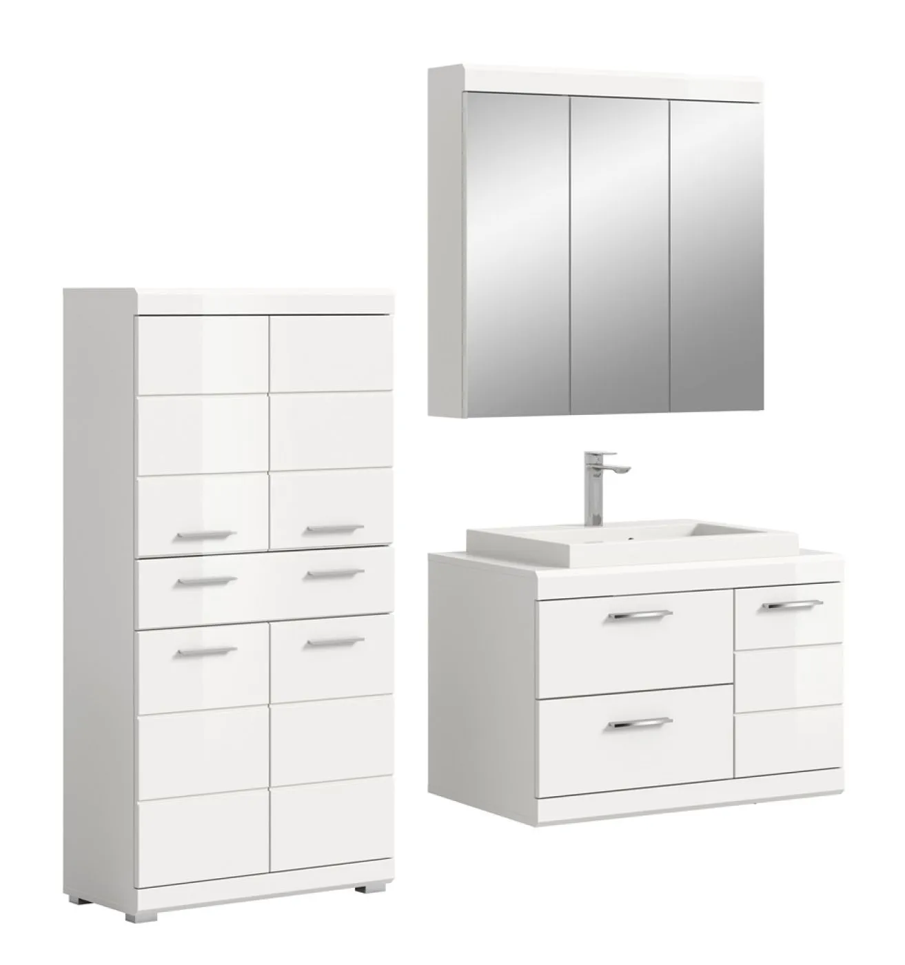 Badezimmer-Set Scout 4a | weiß Hochglanz / weiß | 3-teilig
