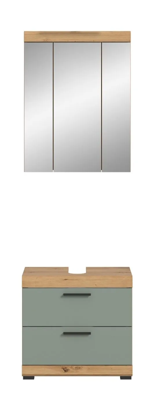 Badezimmer-Set Scout 6 | Salbei / Artisan Eiche | 2-teilig | optional Aufsatzleuchte