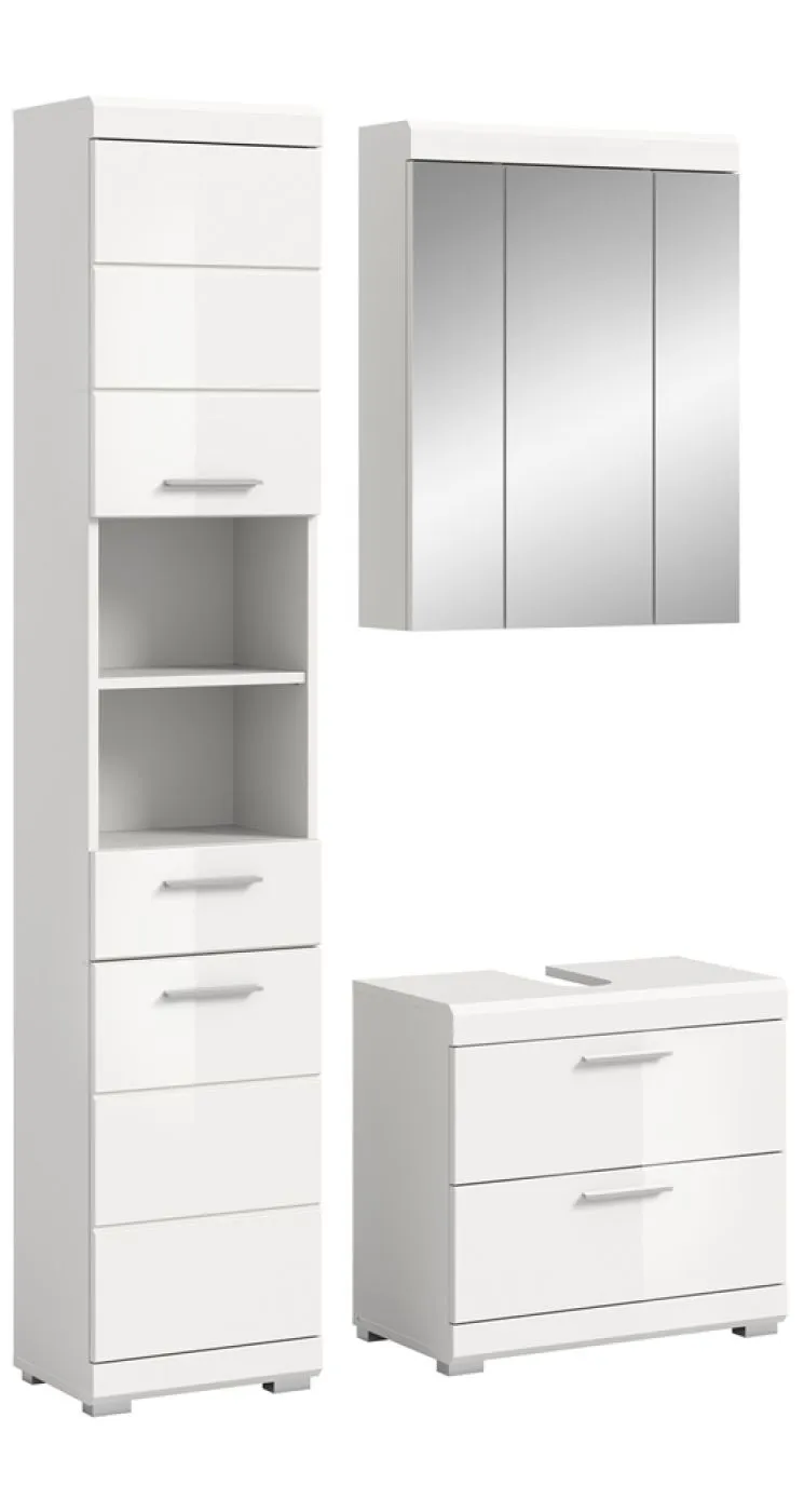 Badezimmer-Set Scout 6 | weiß Hochglanz / weiß | 3-teilig | optional Aufsatzleuchte