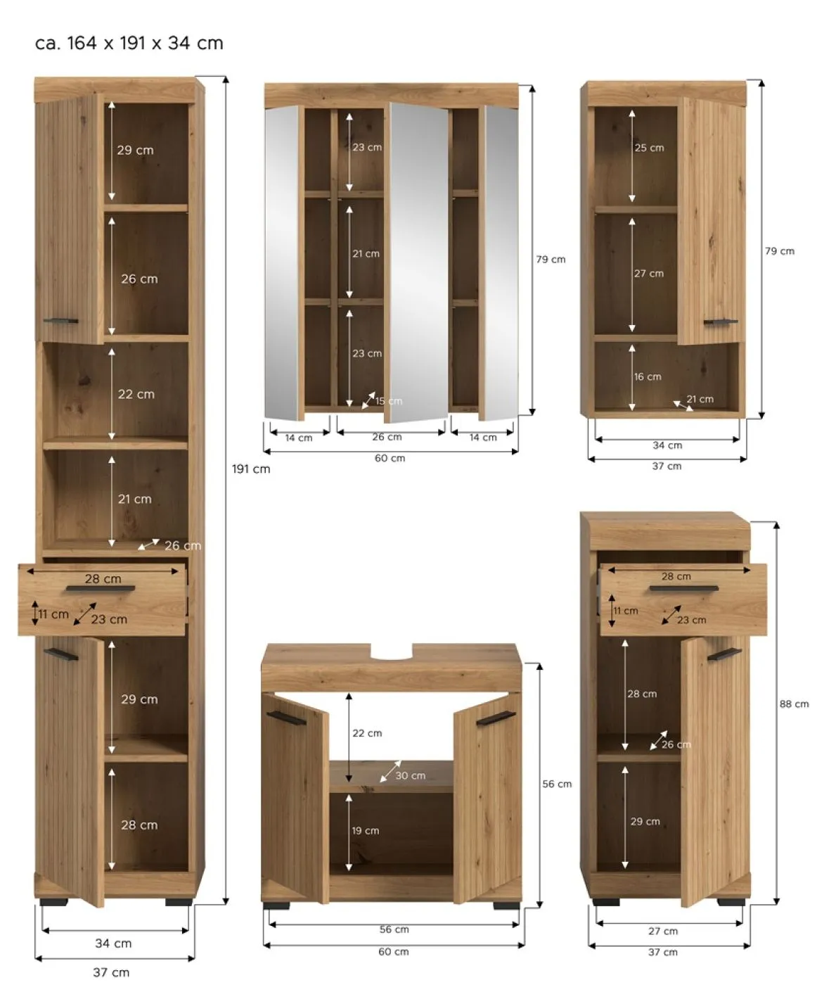 Badezimmer-Set Scout | Artisan Eiche | 5-teilig