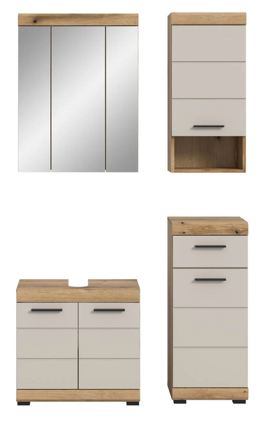 Badezimmer-Set Scout | Kaschmir / Evoak Oak | 4-teilig mit Aufsatzleuchte