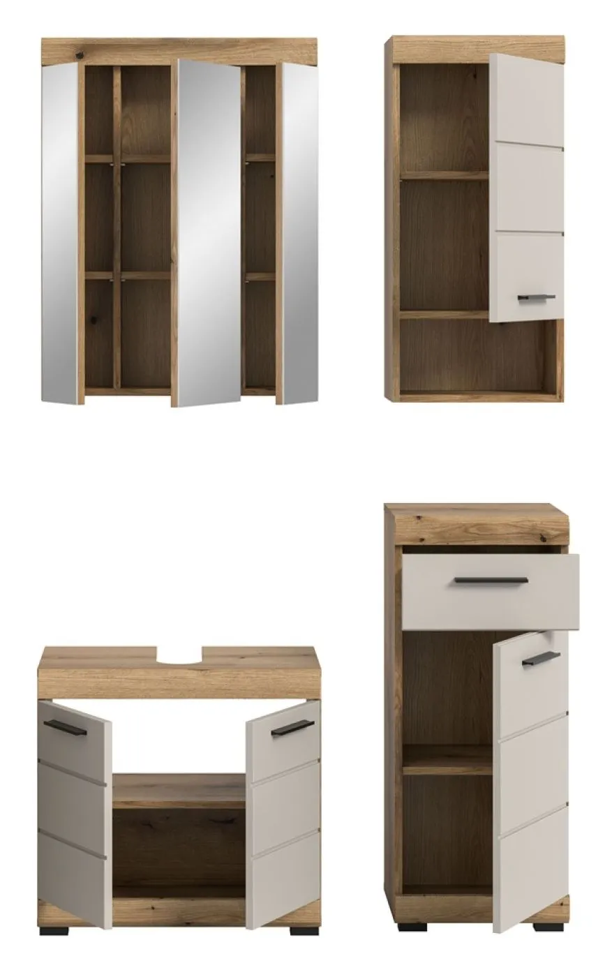 Badezimmer-Set Scout | Kaschmir / Evoak Oak | 4-teilig mit Aufsatzleuchte