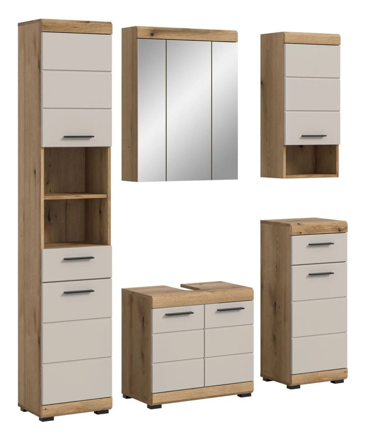 Badezimmer-Set Scout | Kaschmir / Evoak Oak | 5-teilig ohne Aufsatzleuchte