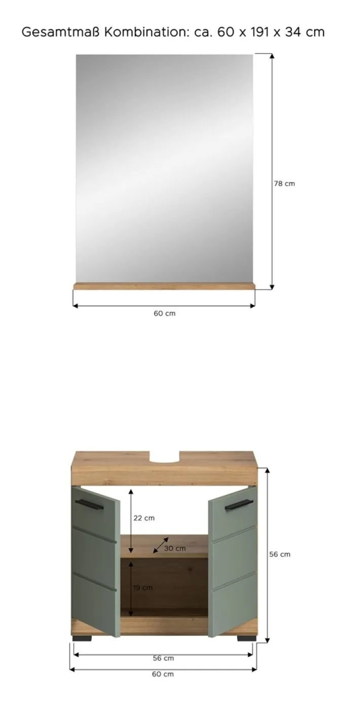 Badezimmer-Set Scout | Salbei / Artisan Eiche | 2-teilig 1a