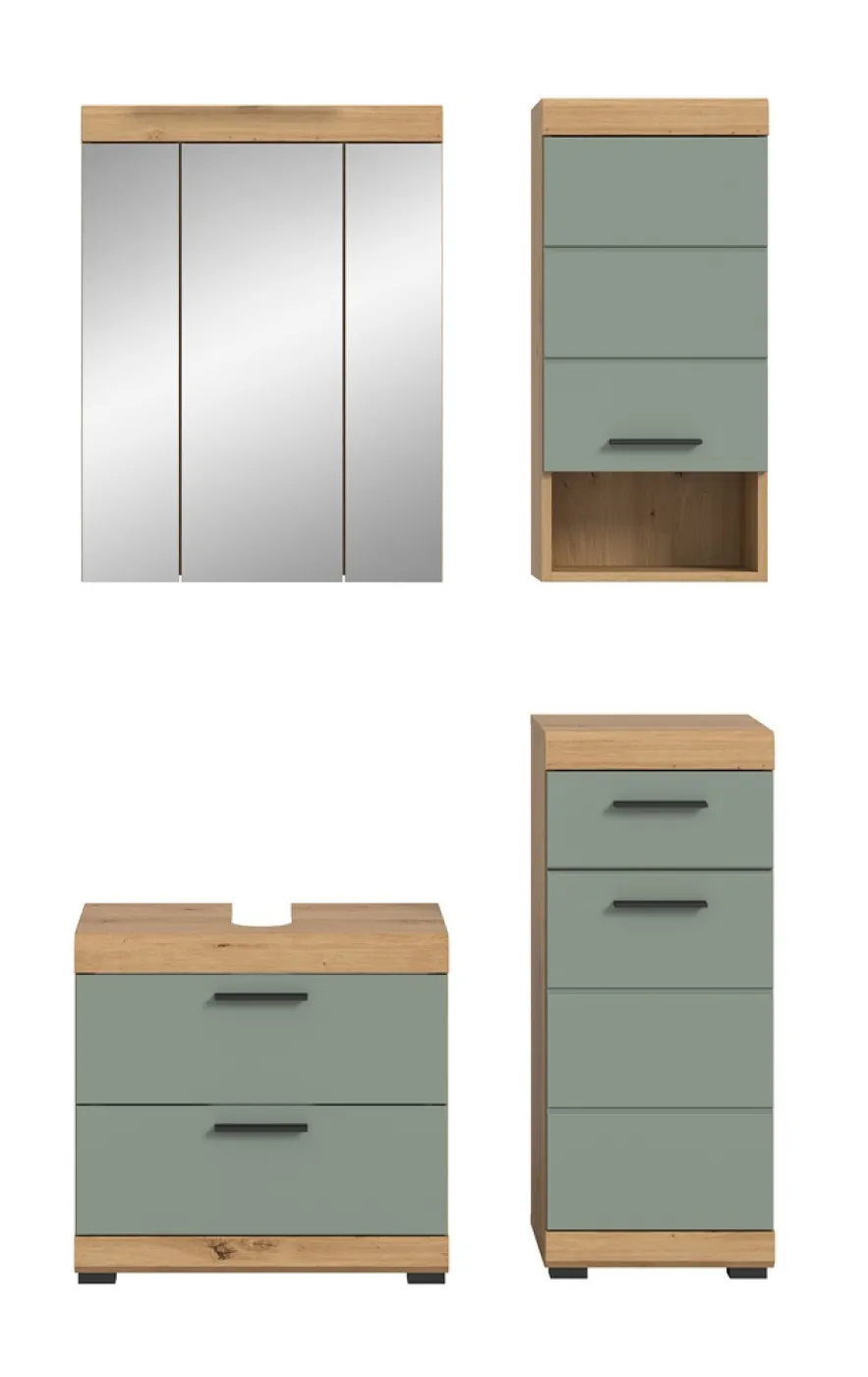 Badezimmer-Set Scout 6 | Salbei / Artisan Eiche | 4-teilig | ohne Aufsatzleuchte