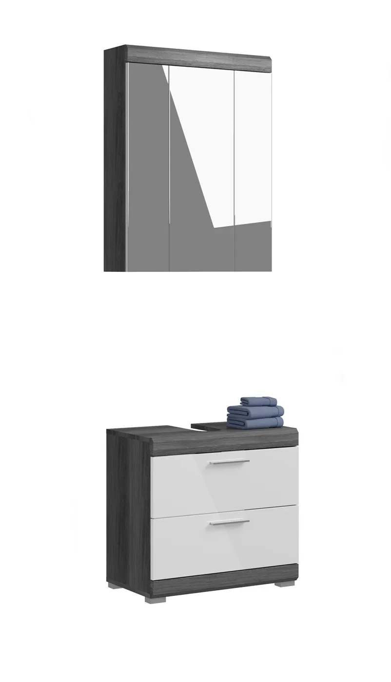 Badezimmer-Set Scout | weiß Hochglanz / rauchsilber | 2-teilig