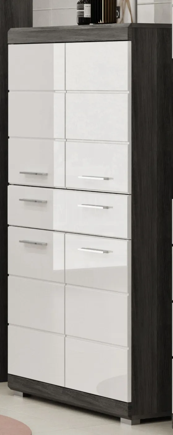 Badezimmer-Set Scout 5 | weiß Hochglanz / rauchsilber | 4-teilig | LED Beleuchtung