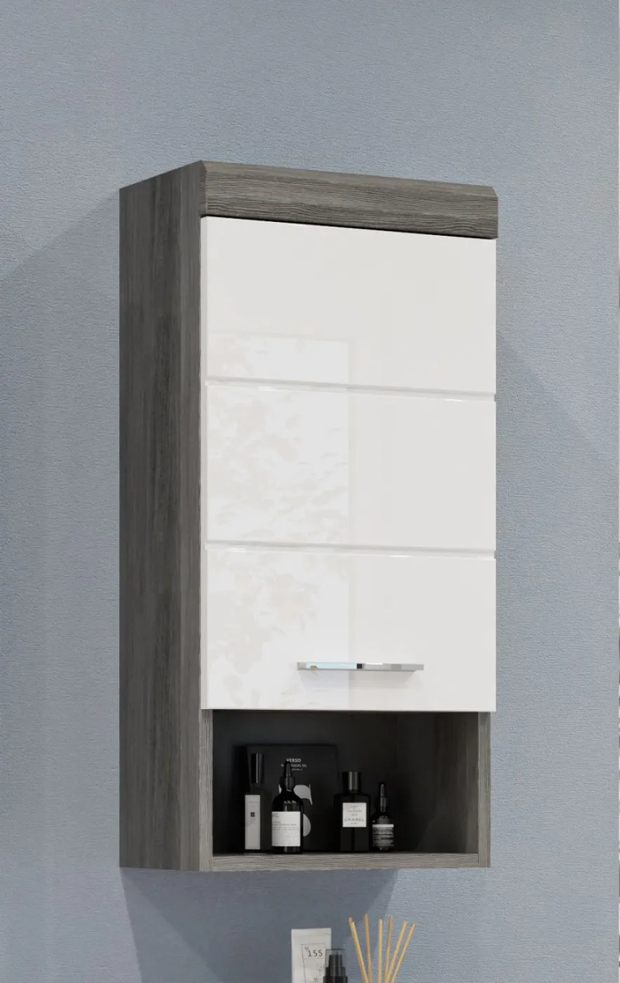 Badezimmer-Set Scout 7 | weiß Hochglanz / rauchsilber | 4-teilig | LED Beleuchtung