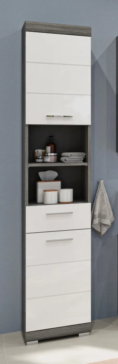 Badezimmer-Set Scout | weiß Hochglanz / rauchsilber | 5-teilig