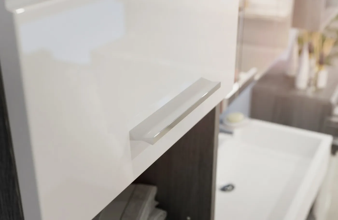 Badezimmer-Set Scout | weiß Hochglanz / rauchsilber | 5-teilig