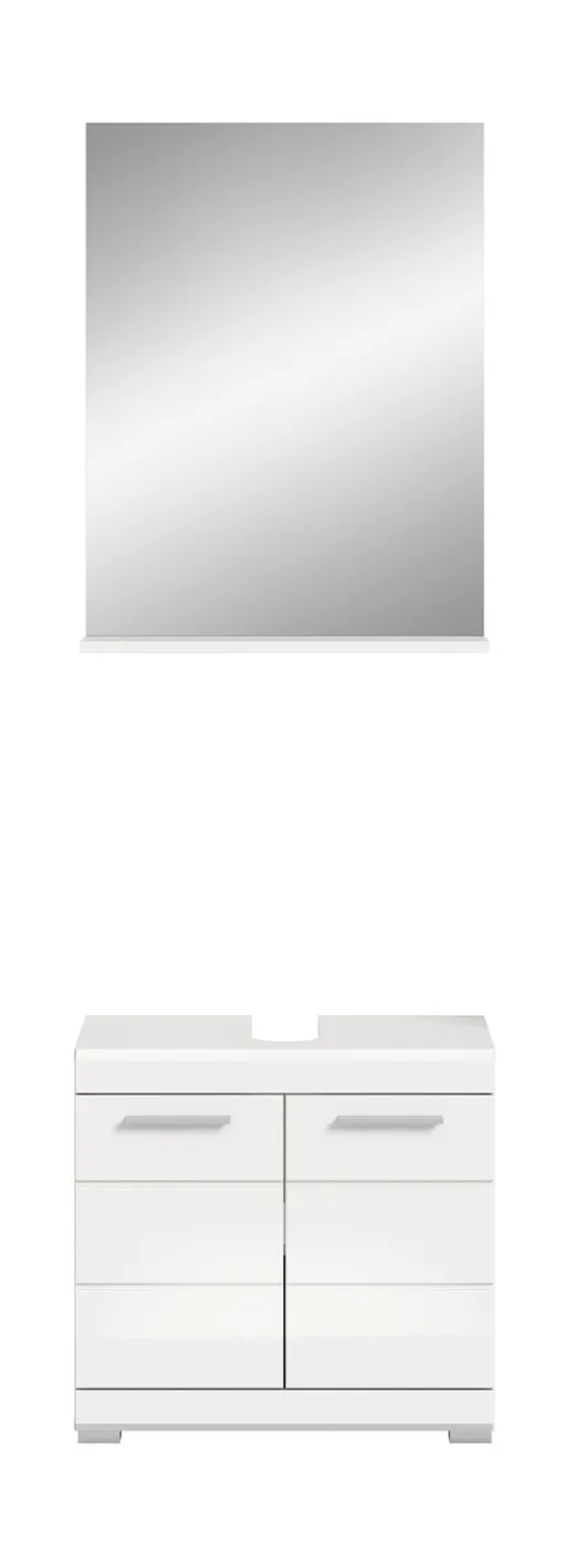 Badezimmer-Set Scout 3 | weiß Hochglanz / weiß | 2-teilig | mit Aufsatzleuchte