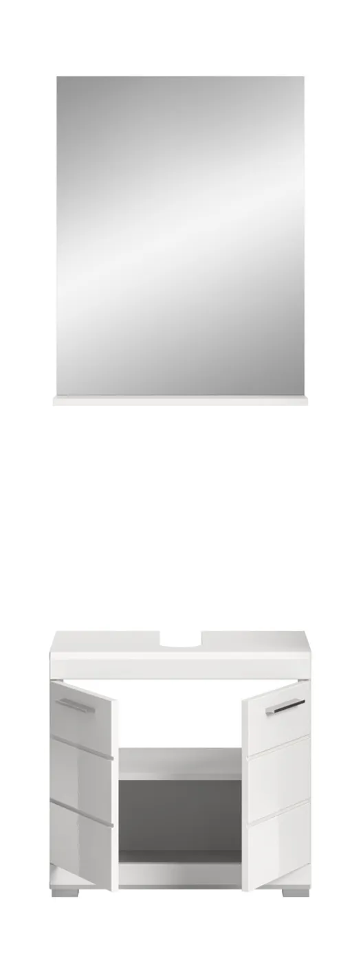 Badezimmer-Set Scout 3 | weiß Hochglanz / weiß | 2-teilig | mit Aufsatzleuchte