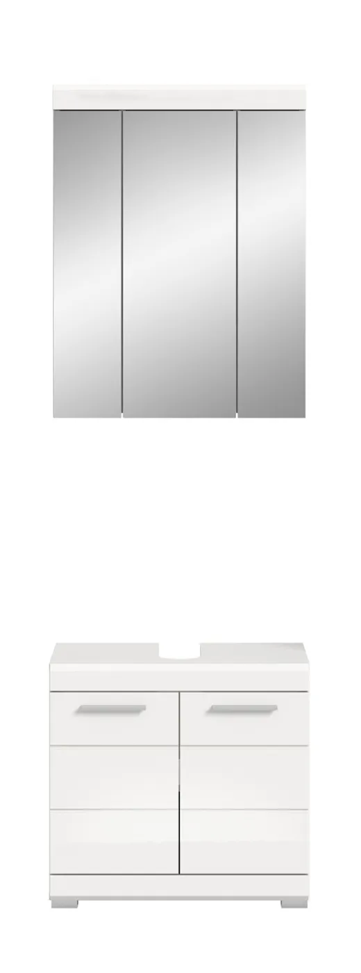 Badezimmer-Set Scout 4 | weiß Hochglanz / weiß | 2-teilig | optional Aufsatzleuchte