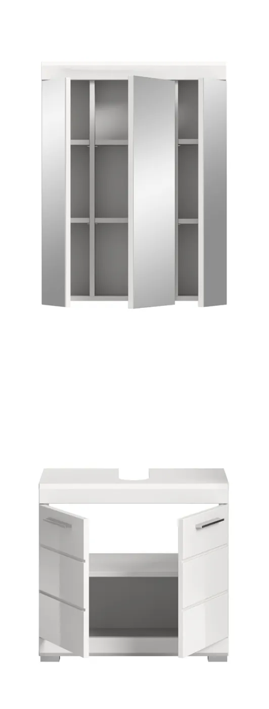 Badezimmer-Set Scout 4 | weiß Hochglanz / weiß | 2-teilig | optional Aufsatzleuchte