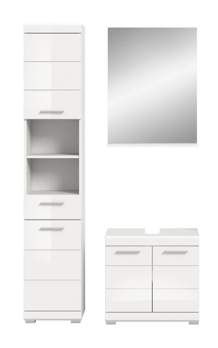 Badezimmer-Set Scout 3 | weiß Hochglanz / weiß | 3-teilig | ohne Aufsatzleuchte